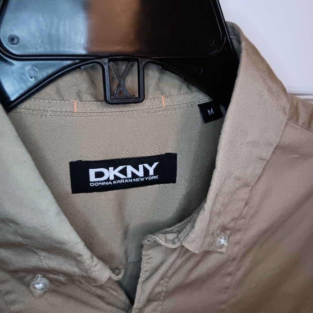 DKNY Khaki Button Front Long Sleeve Shirt - Picture 2 of 7